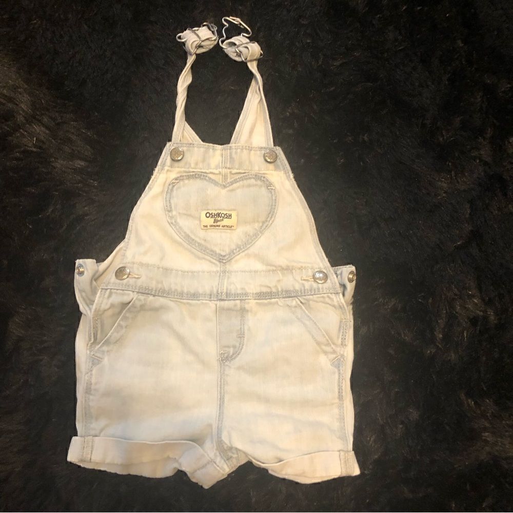 OSHKOSH blue denim jeans overalls shorts kids 18 months